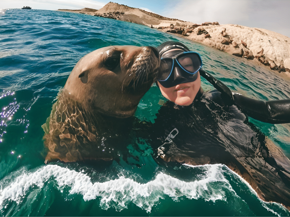Nadando con lobos marinos en las Islas Palomino