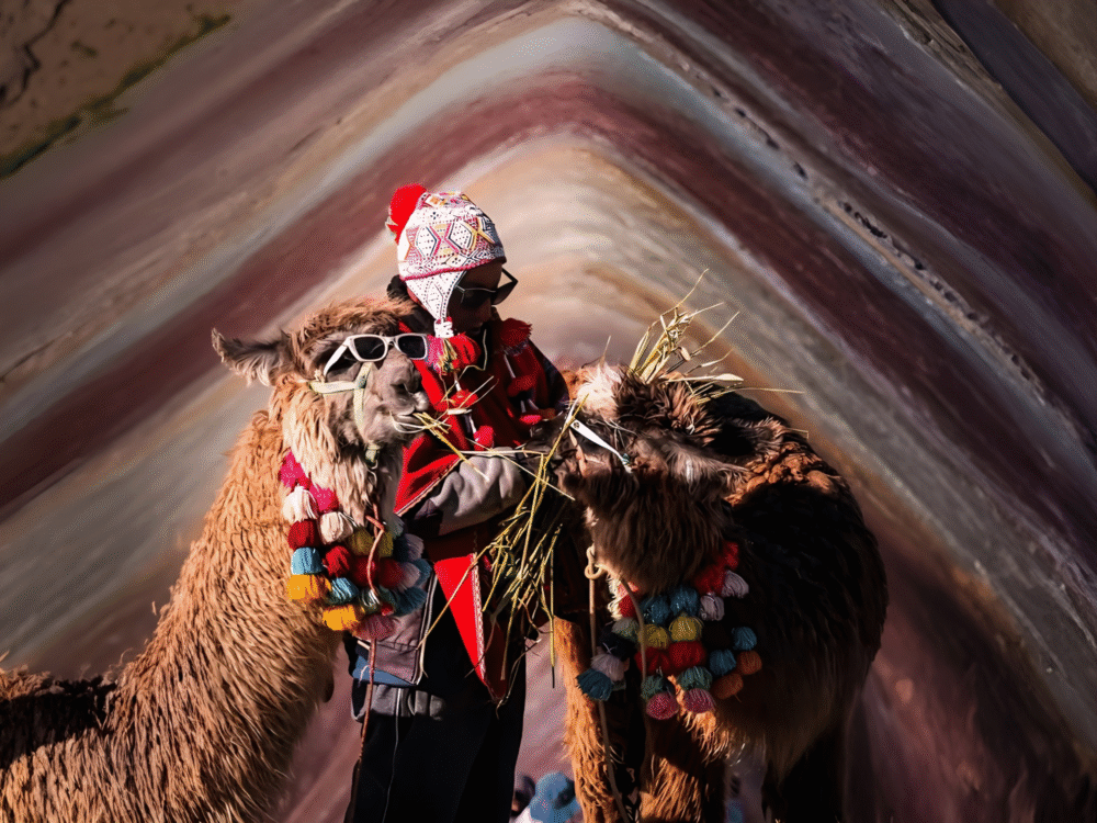 Alimentando Llamas en Montaña Vinicunca